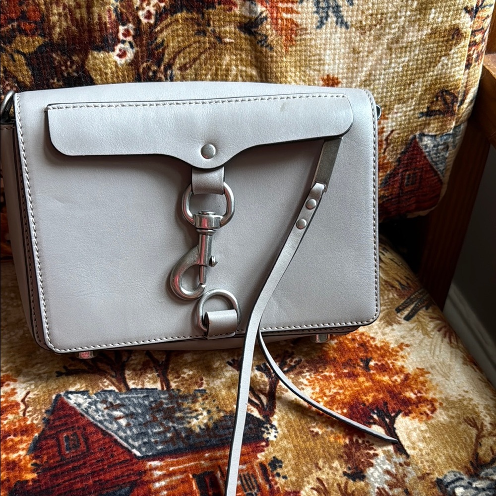 Elegant Gray Leather Rebecca Minkoff  Shoulder Bag